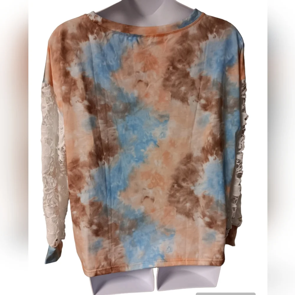 Sucrefas Tie Dyed Lace Long Sleeve Tshirt NWOT - Picture 2 of 6